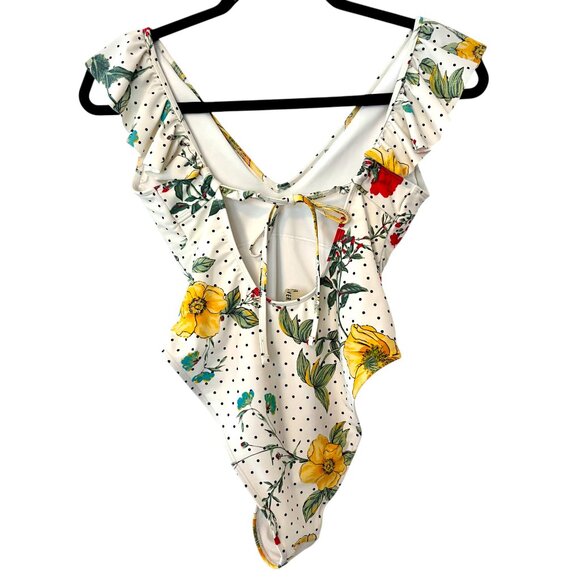 Forever 21 Sz S Vintage Y2K Deep-V Floral Ruffle One Piece Bathing Suit - Picture 7 of 9